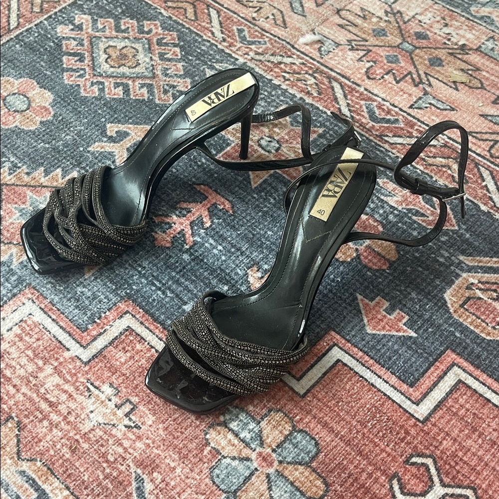 Zara Elegant Black Strappy Heels
